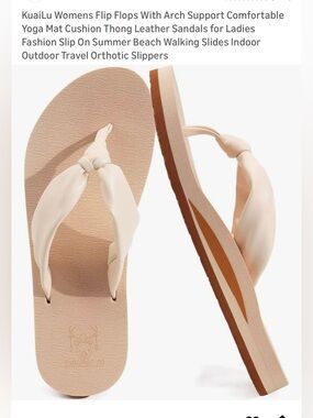 Women's white Knot-Front Flip Flop with Arch Support